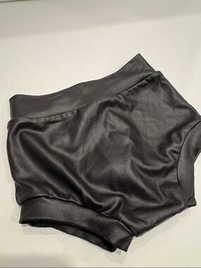 Baby Bummies - Black Faux Leather High-Waist Shorts